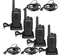 Retevis RT668 Walkie Talkies for Adults, PMR446 License-free, Walkie Talkie with Headset, Hands-free, Fallproof, Dustproof, Rechargeable Walkie Talkies for Industry, Restaurants(Black, 4Pcs)