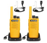 Retevis RT668 Walkie Talkies, Robust Walkie Talkies for Adults, Rechargeable Batteries and Earpieces, PMR446, VOX, Two Way Radio for Camping, Work Communication (1 Pair)