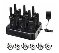 Retevis RT668H Walkie Talkies, 2 Way Radio with Screen, Long Range Walkie Talkies with 6 Way Charger, Rechargeable Radio Communication, PMR446 License Free for School, Security(6 Pack, Black)