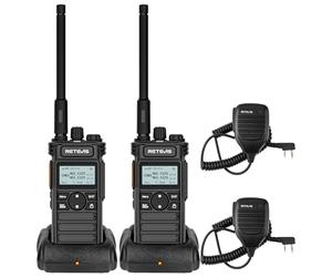 Retevis RT86S Walkie Talkies Long Range, Professional 2 Way Radios Upgrade Usability, Type C, LCD Display, Group Call, 2600mAh, Heavy Duty, with Speaker Mic for Security Team (Black, 2 Pcs)