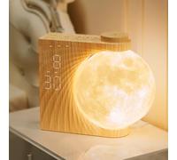 RETEYUNG Moon Lamp,Moonlight with Wake Up Light,Sunrise Alarm Clock,3 Level Brightness,RGB Table Lamp,Bedside Lamp with 2 Alarm Clocks,10 Natural Sounds for bedrooms and living room.