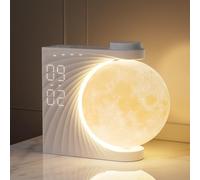 RETEYUNG Moon Lamp Sunrise Alarm Clock, 2 Alarm Clocks, Wake up Light 8 Atmosphere Colours, Natural Sound Bedside Lamp, 3 Levels of Brightness Night Light Gifts for Women Girls Boys, Home Decoration.