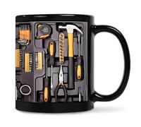 RETGJNC Mechanical Toolbox Ceramic Fun Coffee Mug, Mechanical Toolbox-Shaped Tea Mug, Creative Gift for Dad, Husband, Garage Workshop Owner, Car Enthusiast - 11oz