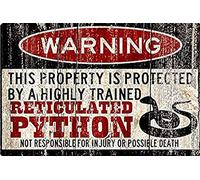 Reticulated Python Sign, Snake Warning Sign, Signgift Wall Decor Poster Metal Sign 8X12 Inches