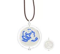 retigazo Arcane Necklace with Blue Rose, Arcane Rotating Pendant Necklace with Dust-Shaped Pendant, Arcane Pendant Valentine's Gift, Regular, Silver, Abalone, Regular, Silver, Abalone