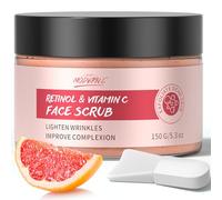 Retinol and Vitamin C Face Scrub, Anti Aging Facial Scrub, Reduce Wrinkles, Rejuvenate Young Skin, Gentle Exfoliator for Dark Spot, Acne, Refining Pores, For All Skin Types, 150g