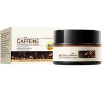 Retinol Caffeine Eye Cream firms skin, smoothes fine lines, and is an anti-aging eye cream that reduces dark circles, fine lines, and puffiness. Contains Arabica Coffee Extract for a brighter complexi