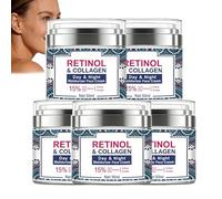 Retinol Collagen Anti Aging Face Cream, Hydrating Wrinkle Cream for Face Neck, Lifting and Firming Day and Night Creams Retinol Faces Creams with Hyaluronsäure Acid, Gentle Facial Moisturiser. (5PCS)