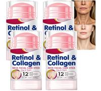Retinol & Collagen Firming Serum Stick, Multi-Purpose Face & Neck Moisturizer with Hyaluronic Acid, Anti-Aging Wrinkle Smoothing Balm, Lifts, Firms & Hydrates, Portable Skincare Stick (4pcs)
