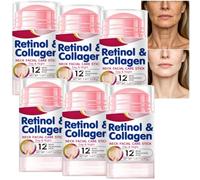 Retinol & Collagen Firming Serum Stick, Multi-Purpose Face & Neck Moisturizer with Hyaluronic Acid, Anti-Aging Wrinkle Smoothing Balm, Lifts, Firms & Hydrates, Portable Skincare Stick (6pcs)