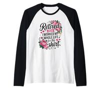 Retired 2026 Retirement Floral Flowers Women Raglan Baseball Tee