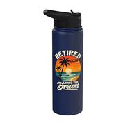 Retired 2028 Living The Dream Tropical Beach Stainless Steel Insulated Water Bottle