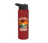 Retired 2028 Living The Dream Tropical Beach Stainless Steel Insulated Water Bottle