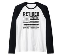 Retired 2029 Living The Dream American Flag Raglan Baseball Tee