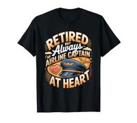 Retired Airline Captain at Heart Airline Pilot Aviation T-Shirt