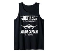 Retired Always Airline Captain Heart Aviation Humor Tank Top