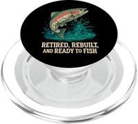 Retired and Rebuilt Men Vintage Bionic Fish Retirement PopSockets PopGrip for MagSafe