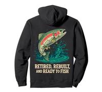 Retired and Rebuilt Men Vintage Bionic Fish Retirement Pullover Hoodie