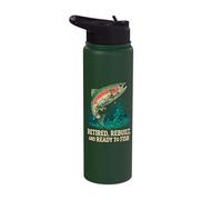 Retired and Rebuilt Men Vintage Bionic Fish Retirement Stainless Steel Insulated Water Bottle