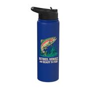 Retired and Rebuilt Men Vintage Bionic Fish Retirement Stainless Steel Insulated Water Bottle