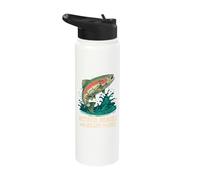 Retired and Rebuilt Men Vintage Bionic Fish Retirement Stainless Steel Insulated Water Bottle