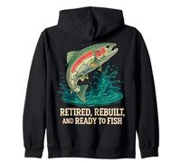 Retired and Rebuilt Men Vintage Bionic Fish Retirement Zip Hoodie