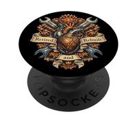 Retired and Rebuilt Men Vintage Mechanic Heart Recovery PopSockets Adhesive PopGrip