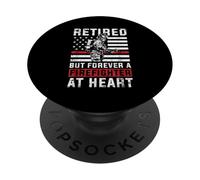 Retired But Forever Firefighter At Heart American Flag Art PopSockets Adhesive PopGrip