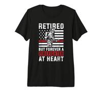 Retired But Forever Firefighter At Heart American Flag Art Premium T-Shirt