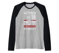 Retired But Forever Firefighter At Heart American Flag Art Raglan Baseball Tee