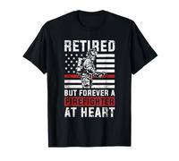 Retired But Forever Firefighter At Heart American Flag Art T-Shirt