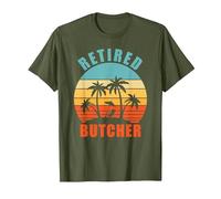 Retired Butcher, Funny Butcher, Happy Retirement T-Shirt, Men, Olive Green, Medium