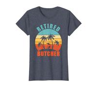 Retired Butcher, Funny Butcher, Happy Retirement T-Shirt, Women, Heather Blue, X-Small