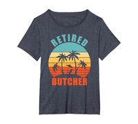 Retired Butcher, Funny Butcher, Happy Retirement T-Shirt, Women's Plus, Heather Blue, 1X