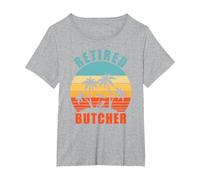 Retired Butcher, Funny Butcher, Happy Retirement T-Shirt, Women's Plus, Heather Grey, 2X