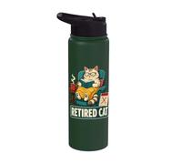 Retired Cat Reading Cozy Relax Stainless Steel Insulated Water Bottle