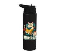 Retired Cat Reading Cozy Relax Stainless Steel Insulated Water Bottle