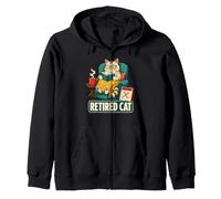 Retired Cat Reading Cozy Relax Zip Hoodie