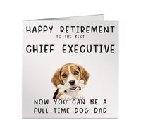 Retired Chief Executive Full Time Dog Dad Card - Square Greeting Card for Retirement - Funny Work Gift -Blank Inside