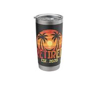 Retired Est 2026 Tropical Beach Sunset Vibes Stainless Steel Insulated Tumbler