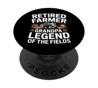 Retired Farmer Grandpa Legend Of The Fields Tractor PopSockets Adhesive PopGrip