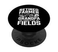 Retired Farmer Grandpa Legend Of The Fields Tractor PopSockets Adhesive PopGrip