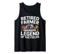 Retired Farmer Grandpa Legend of The Fields Tractor Tank Top