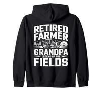 Retired Farmer Grandpa Legend Of The Fields Tractor Zip Hoodie
