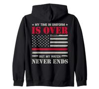 Retired Firefighter My Watch Never Ends Fire Truck Firemen Zip Hoodie