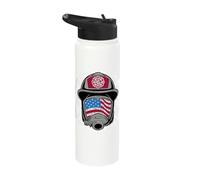Retired Firefighter SCBA Mask American Flag Patriotic Emblem Stainless Steel Insulated Water Bottle