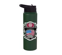 Retired Firefighter SCBA Mask American Flag Patriotic Emblem Stainless Steel Insulated Water Bottle