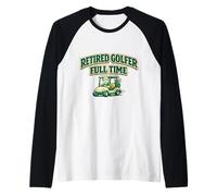 Retired & Golfer Full Time Fun Retirement Golf Gift Man Cave Raglan Baseball Tee