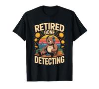 Retired Gone Detecting Metal Detector Bear Value Graphic T-Shirt