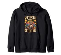 Retired Gone Detecting Metal Detector Bear Zip Hoodie